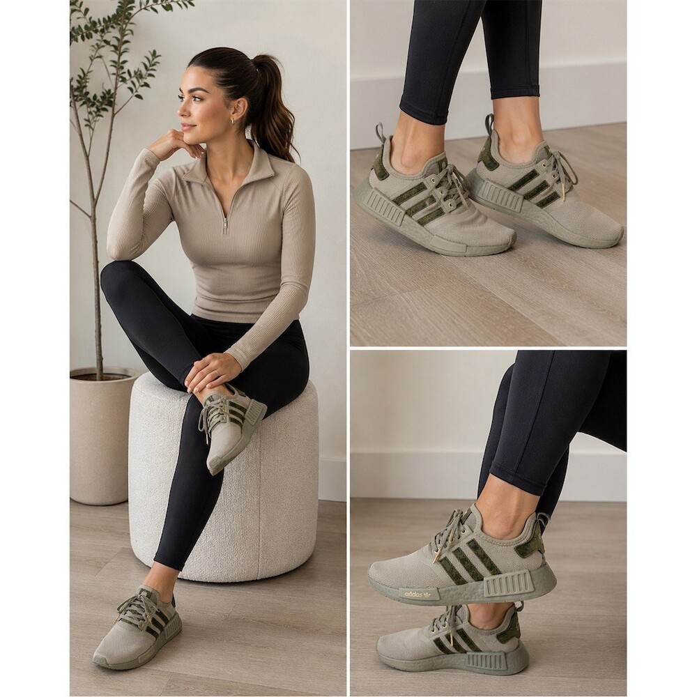 adidas NMD R1 Women's Sneakers Green Boost Running Shoes Size 6.5